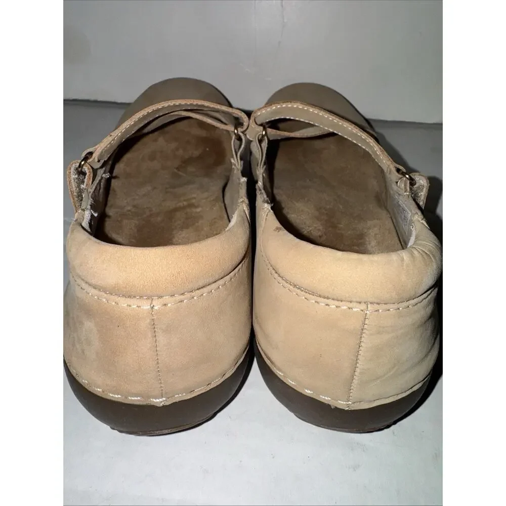 Vionic Judith Women's Beige Suede Mary Jane Flats Comfort Ortha Heel Shoes 8.5